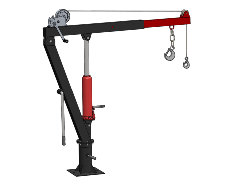 HYDRAULIC SWIVEL LIFTING CRANE MANUAL HAND CRANK WINCH HOIST JIB Modelo 3D