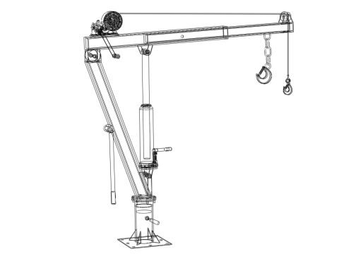 HYDRAULIC SWIVEL LIFTING CRANE MANUAL HAND CRANK WINCH HOIST JIB Modelo 3D