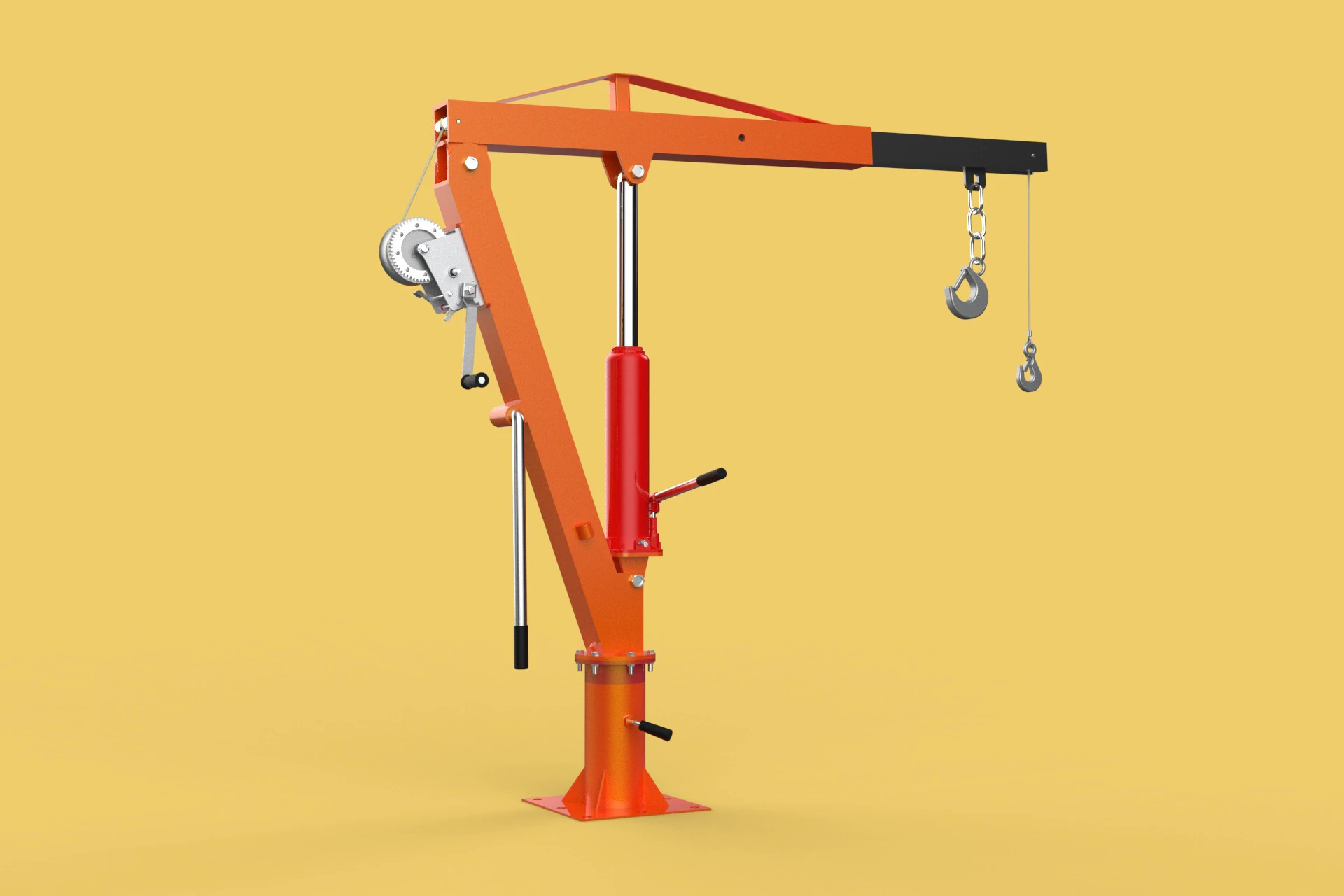 GUINDASTE HIDR&Aacute;ULICO DE ELEVA&Ccedil;&Atilde;O GIRAT&Oacute;RIA MANUAL MANUAL GUINCHO GANCHO JIB Modelo 3D .c4d .max .obj .3ds .fbx .stl .blend 