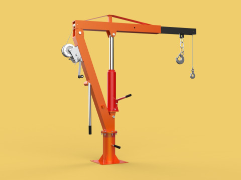 SWIVEL LIFTING HYDRAULIC CRANE MANUAL HAND CRANK WINCH HOOK JIB 3D Model