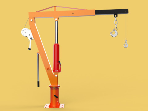 SWIVEL LIFTING HYDRAULIC CRANE MANUAL HAND CRANK WINCH HOOK JIB Modelo 3D