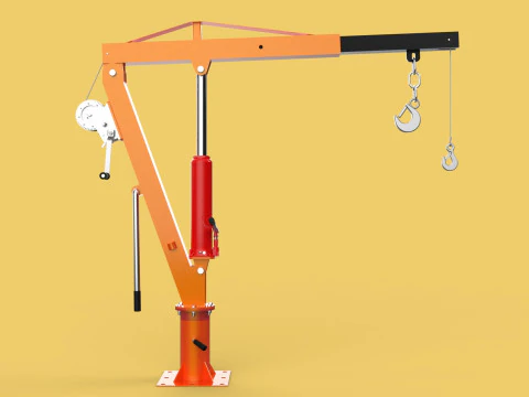 GUINDASTE HIDR&Aacute;ULICO DE ELEVA&Ccedil;&Atilde;O GIRAT&Oacute;RIA MANUAL MANUAL GUINCHO GANCHO JIB Modelo 3D