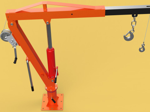 SWIVEL LIFTING HYDRAULIC CRANE MANUAL HAND CRANK WINCH HOOK JIB Modelo 3D