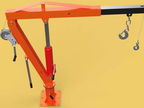 GUINDASTE HIDR&Aacute;ULICO DE ELEVA&Ccedil;&Atilde;O GIRAT&Oacute;RIA MANUAL MANUAL GUINCHO GANCHO JIB Modelo 3D