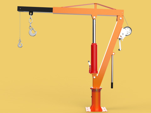 SWIVEL LIFTING HYDRAULIC CRANE MANUAL HAND CRANK WINCH HOOK JIB Modelo 3D