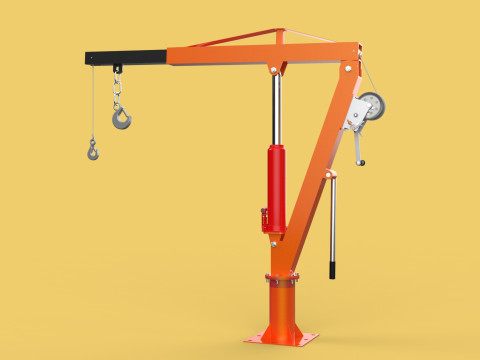 SWIVEL LIFTING HYDRAULIC CRANE MANUAL HAND CRANK WINCH HOOK JIB Modelo 3D