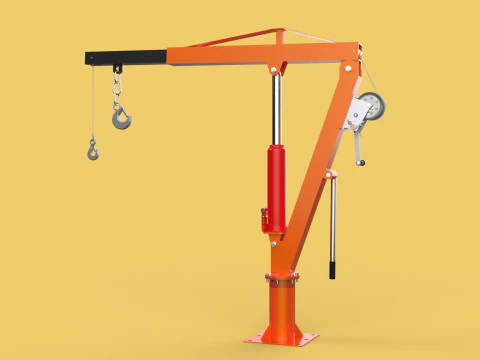 GUINDASTE HIDR&Aacute;ULICO DE ELEVA&Ccedil;&Atilde;O GIRAT&Oacute;RIA MANUAL MANUAL GUINCHO GANCHO JIB Modelo 3D
