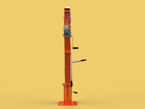 SWIVEL LIFTING HYDRAULIC CRANE MANUAL HAND CRANK WINCH HOOK JIB Modelo 3D