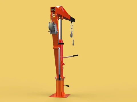 GUINDASTE HIDR&Aacute;ULICO DE ELEVA&Ccedil;&Atilde;O GIRAT&Oacute;RIA MANUAL MANUAL GUINCHO GANCHO JIB Modelo 3D