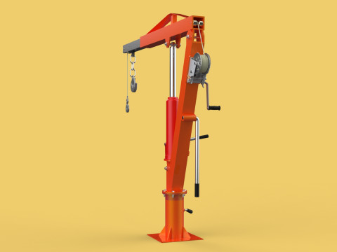 SWIVEL LIFTING HYDRAULIC CRANE MANUAL HAND CRANK WINCH HOOK JIB Modelo 3D