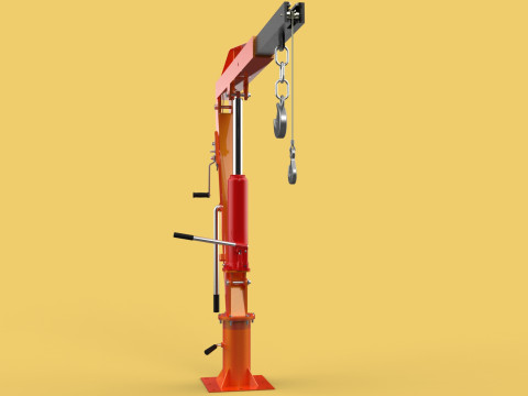 SWIVEL LIFTING HYDRAULIC CRANE MANUAL HAND CRANK WINCH HOOK JIB Modelo 3D