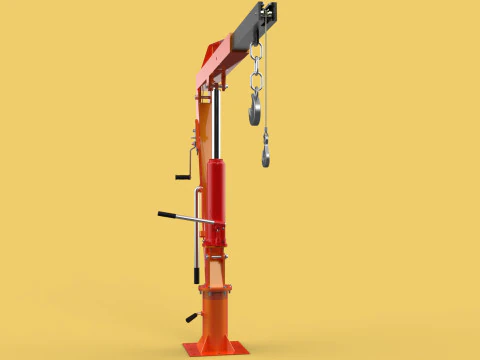 GUINDASTE HIDR&Aacute;ULICO DE ELEVA&Ccedil;&Atilde;O GIRAT&Oacute;RIA MANUAL MANUAL GUINCHO GANCHO JIB Modelo 3D