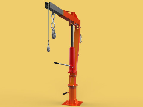SWIVEL LIFTING HYDRAULIC CRANE MANUAL HAND CRANK WINCH HOOK JIB Modelo 3D