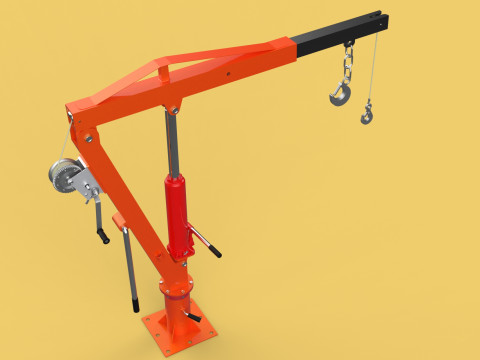 SWIVEL LIFTING HYDRAULIC CRANE MANUAL HAND CRANK WINCH HOOK JIB Modelo 3D