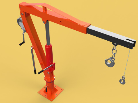 SWIVEL LIFTING HYDRAULIC CRANE MANUAL HAND CRANK WINCH HOOK JIB Modelo 3D