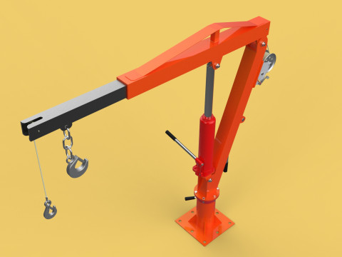 SWIVEL LIFTING HYDRAULIC CRANE MANUAL HAND CRANK WINCH HOOK JIB Modelo 3D