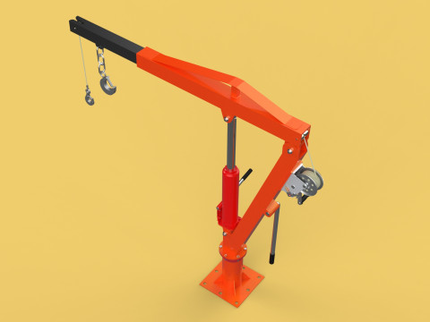 SWIVEL LIFTING HYDRAULIC CRANE MANUAL HAND CRANK WINCH HOOK JIB Modelo 3D