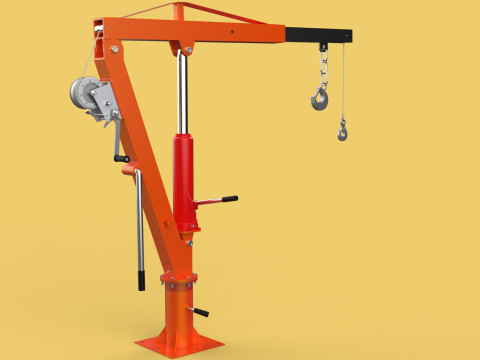 SWIVEL LIFTING HYDRAULIC CRANE MANUAL HAND CRANK WINCH HOOK JIB Modelo 3D