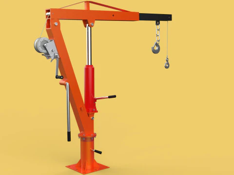 GUINDASTE HIDR&Aacute;ULICO DE ELEVA&Ccedil;&Atilde;O GIRAT&Oacute;RIA MANUAL MANUAL GUINCHO GANCHO JIB Modelo 3D