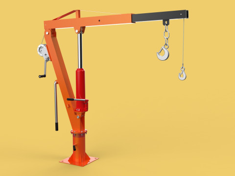 SWIVEL LIFTING HYDRAULIC CRANE MANUAL HAND CRANK WINCH HOOK JIB Modelo 3D
