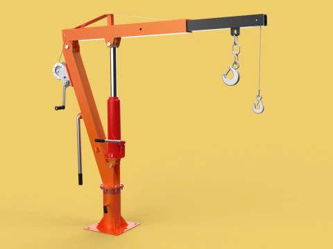 GUINDASTE HIDR&Aacute;ULICO DE ELEVA&Ccedil;&Atilde;O GIRAT&Oacute;RIA MANUAL MANUAL GUINCHO GANCHO JIB Modelo 3D