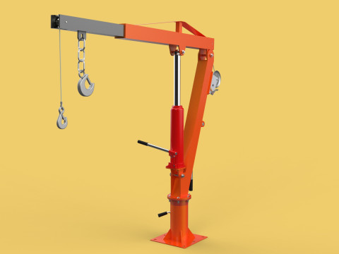 SWIVEL LIFTING HYDRAULIC CRANE MANUAL HAND CRANK WINCH HOOK JIB Modelo 3D