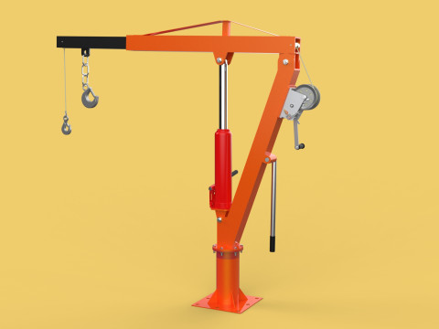 SWIVEL LIFTING HYDRAULIC CRANE MANUAL HAND CRANK WINCH HOOK JIB Modelo 3D