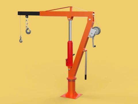 GUINDASTE HIDR&Aacute;ULICO DE ELEVA&Ccedil;&Atilde;O GIRAT&Oacute;RIA MANUAL MANUAL GUINCHO GANCHO JIB Modelo 3D