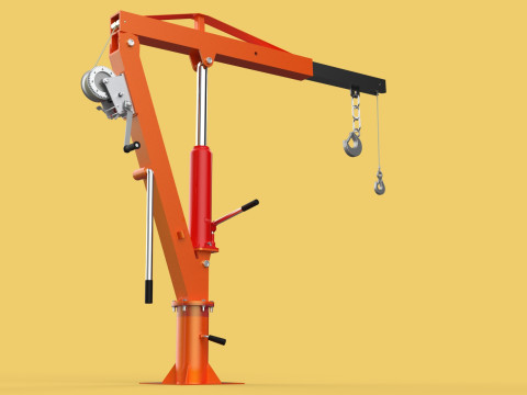SWIVEL LIFTING HYDRAULIC CRANE MANUAL HAND CRANK WINCH HOOK JIB Modelo 3D