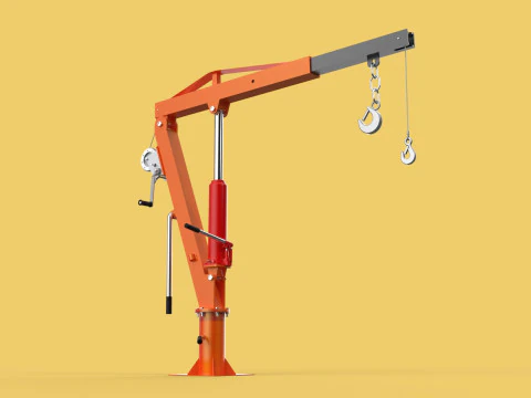 GUINDASTE HIDR&Aacute;ULICO DE ELEVA&Ccedil;&Atilde;O GIRAT&Oacute;RIA MANUAL MANUAL GUINCHO GANCHO JIB Modelo 3D