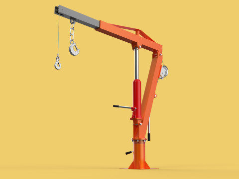 SWIVEL LIFTING HYDRAULIC CRANE MANUAL HAND CRANK WINCH HOOK JIB Modelo 3D