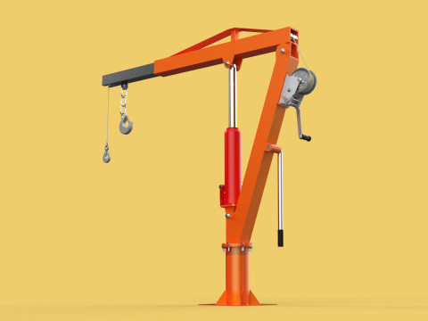 SWIVEL LIFTING HYDRAULIC CRANE MANUAL HAND CRANK WINCH HOOK JIB Modelo 3D