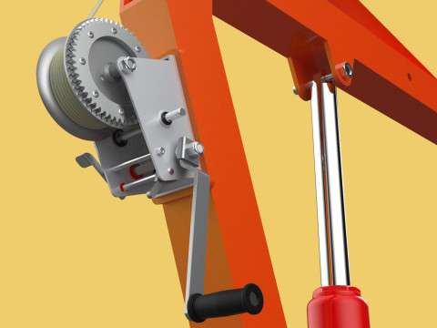SWIVEL LIFTING HYDRAULIC CRANE MANUAL HAND CRANK WINCH HOOK JIB Modelo 3D