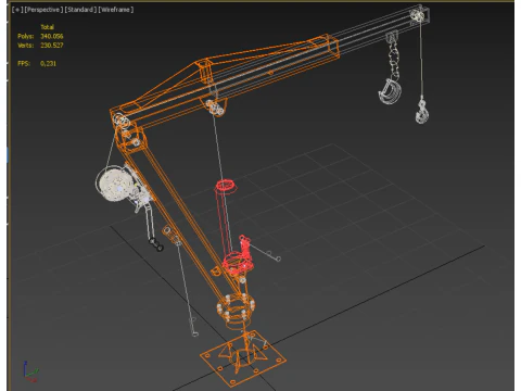 GUINDASTE HIDR&Aacute;ULICO DE ELEVA&Ccedil;&Atilde;O GIRAT&Oacute;RIA MANUAL MANUAL GUINCHO GANCHO JIB Modelo 3D