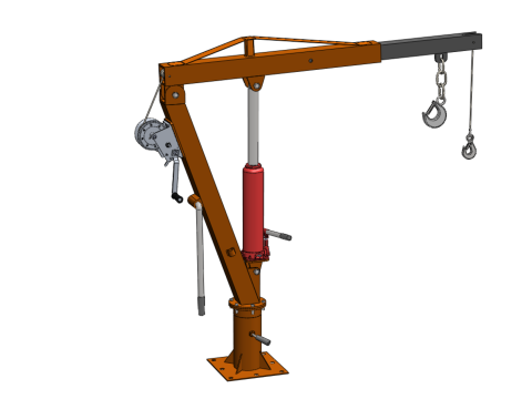 SWIVEL LIFTING HYDRAULIC CRANE MANUAL HAND CRANK WINCH HOOK JIB Modelo 3D