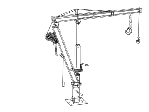 SWIVEL LIFTING HYDRAULIC CRANE MANUAL HAND CRANK WINCH HOOK JIB Modelo 3D
