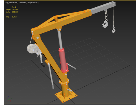 SWIVEL LIFTING HYDRAULIC CRANE MANUAL HAND CRANK WINCH HOOK JIB Modelo 3D