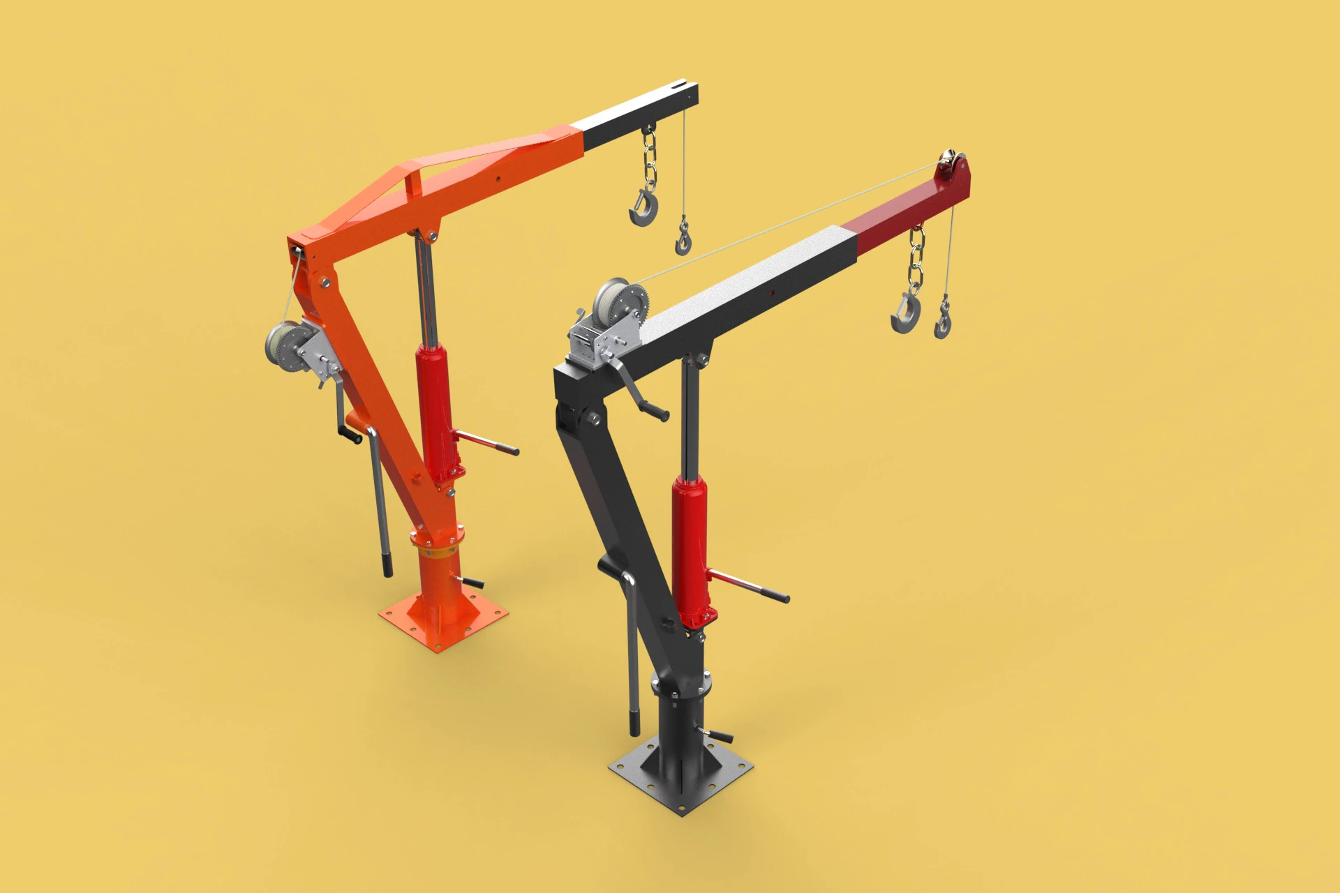 HAND CRANK WINCH SWIVEL LIFTING ENGINE CRANE HOIST JIB TRUCK CAR 3D Model .c4d .max .obj .3ds .fbx .stl .blend 
