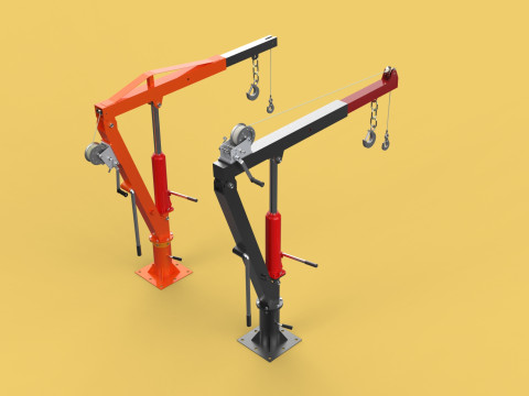 HAND CRANK WINCH SWIVEL LIFTING ENGINE CRANE HOIST JIB TRUCK CAR 3D Model
