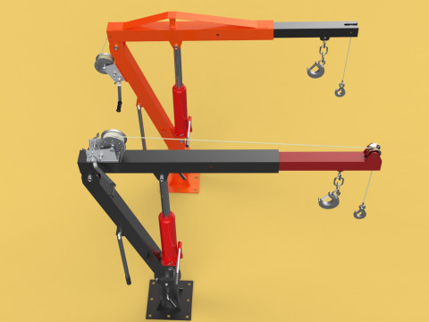 HAND CRANK WINCH SWIVEL LIFTING ENGINE CRANE HOIST JIB TRUCK CAR Modelo 3D
