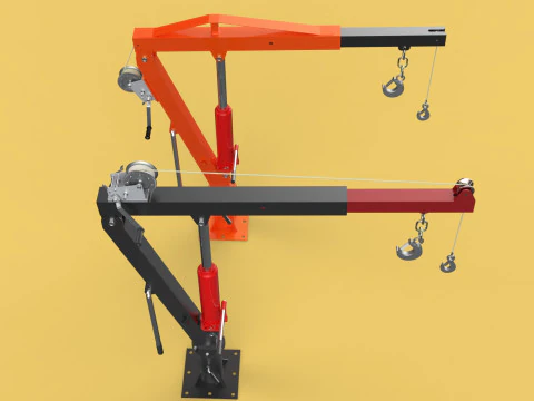 HAND CRANK WINCH SWIVEL LIFTING ENGINE CRANE HOIST JIB TRUCK CAR 3D Model