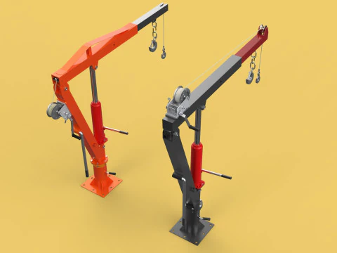 HAND CRANK WINCH SWIVEL LIFTING ENGINE CRANE HOIST JIB TRUCK CAR 3D Model