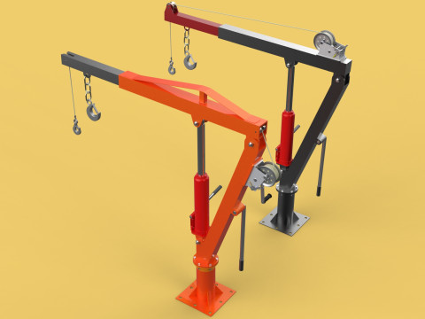 HAND CRANK WINCH SWIVEL LIFTING ENGINE CRANE HOIST JIB TRUCK CAR Modelo 3D