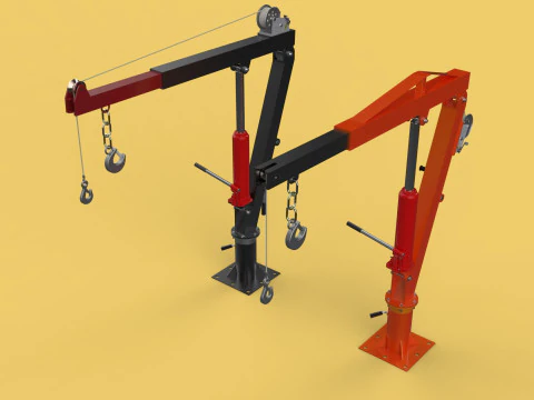 HAND CRANK WINCH SWIVEL LIFTING ENGINE CRANE HOIST JIB TRUCK CAR 3D Model