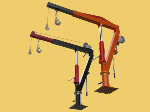 HAND CRANK WINCH SWIVEL LIFTING ENGINE CRANE HOIST JIB TRUCK CAR Modelo 3D