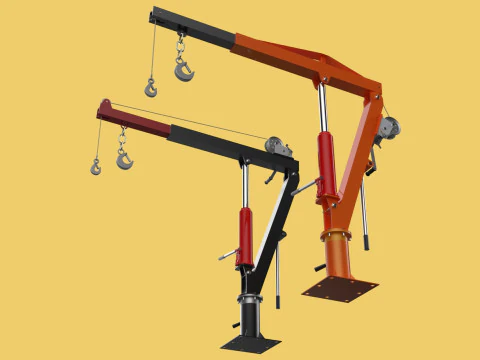 HAND CRANK WINCH SWIVEL LIFTING ENGINE CRANE HOIST JIB TRUCK CAR 3D Model