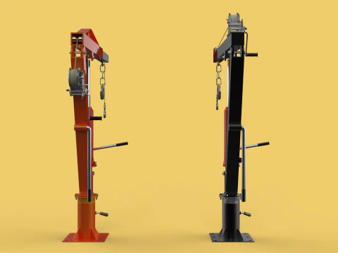 HAND CRANK WINCH SWIVEL LIFTING ENGINE CRANE HOIST JIB TRUCK CAR 3D Model