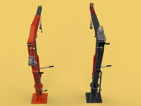 HAND CRANK WINCH SWIVEL LIFTING ENGINE CRANE HOIST JIB TRUCK CAR Modelo 3D