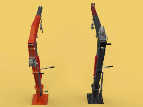 HAND CRANK WINCH SWIVEL LIFTING ENGINE CRANE HOIST JIB TRUCK CAR 3D Model