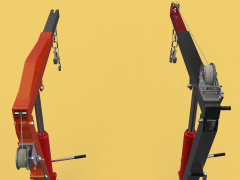 HAND CRANK WINCH SWIVEL LIFTING ENGINE CRANE HOIST JIB TRUCK CAR Modelo 3D